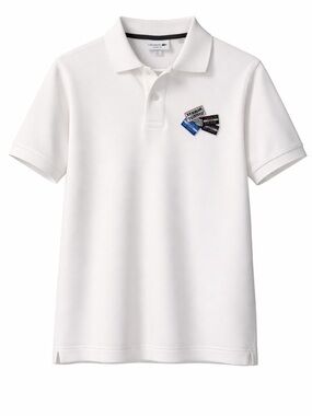 Lacoste White Polo with Multicolor Chest Patches